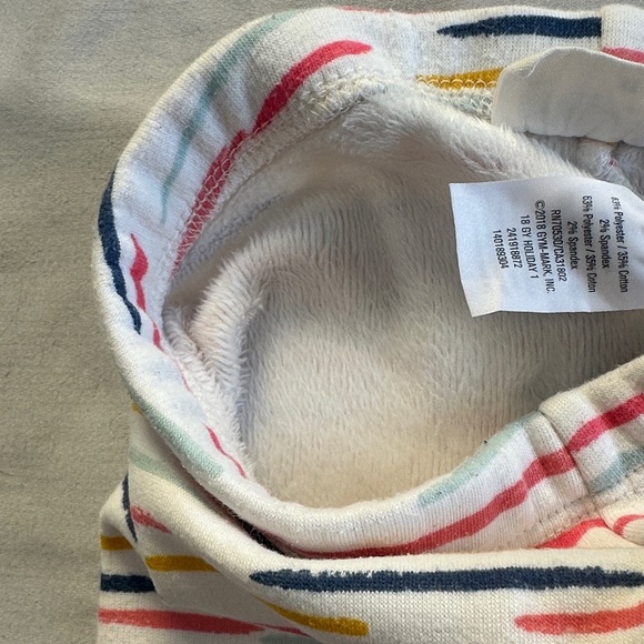 Gymboree White Leggings with Colorful Stripes and plush lining - Picture 3 of 5